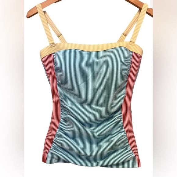 Lands' End Blue and Red Striped Swim Top-NWOT - Picture 6 of 6